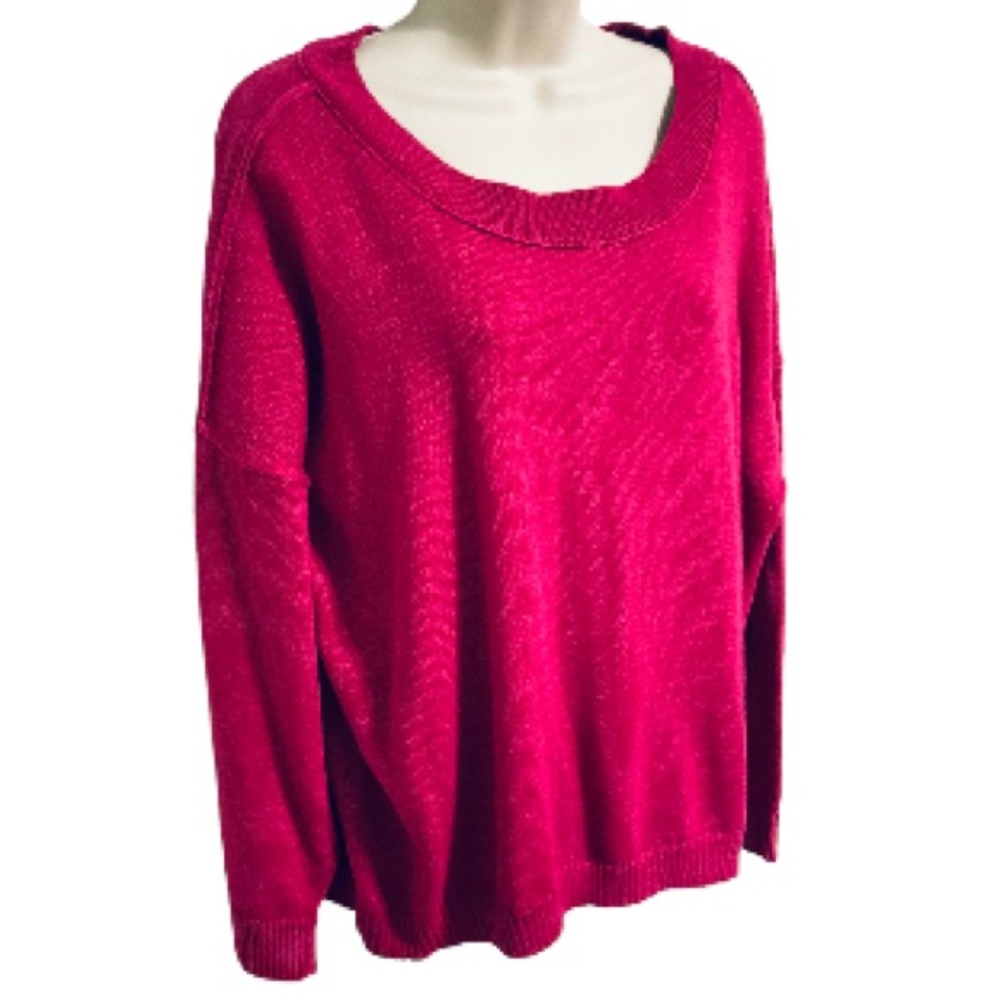 J Jill Pima Knit Round Neck Sweater Orchid Flower Women's Medium Petite